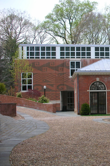 The reading room and east facade of the new library The reading room and east facade of the new library at Dumbarton Oaks