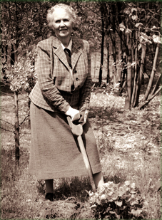 Harriet Knudson planting acorns Harriet Knudson planting acorns
