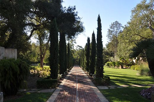 Restored fountain rill connecting former art gallery with original house, Val Verde. Photograph by Derrik Eichelberger.