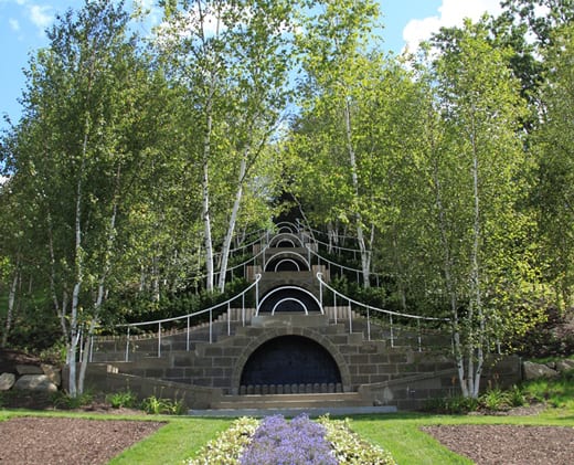 Restored Blue Steps with cutting garden