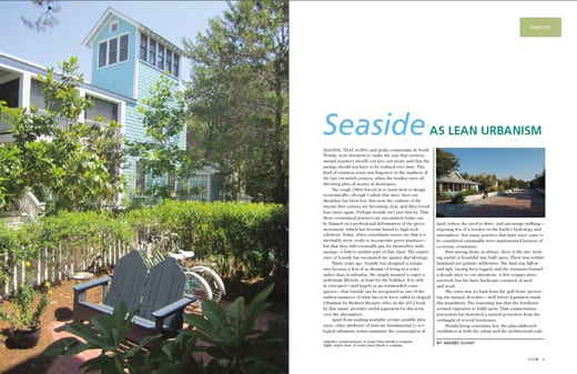 Interior spread of Andrés Duany's article on Seaside, Fla.